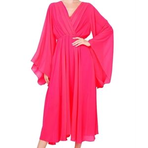 NWT Meghan LA/Meghan Fabulous Neon Pink Midi Dress Medium